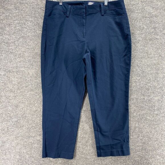 Lands' End Pants Women 16 Plus Blue High Rise Chino Flat Front Skinny Cotton - Picture 4 of 11